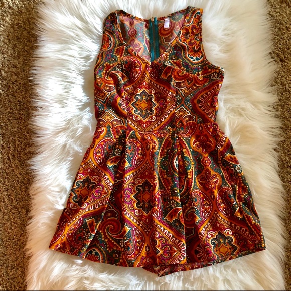 Xhilaration Other - Orange, red, and green paisley xhilaration romper
